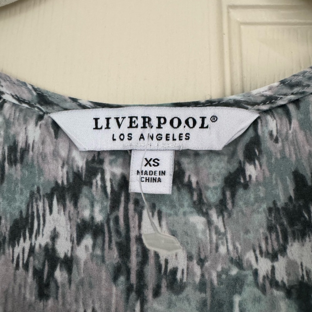 Liverpool Teal and White Abstract Blouse - Picture 5 of 5